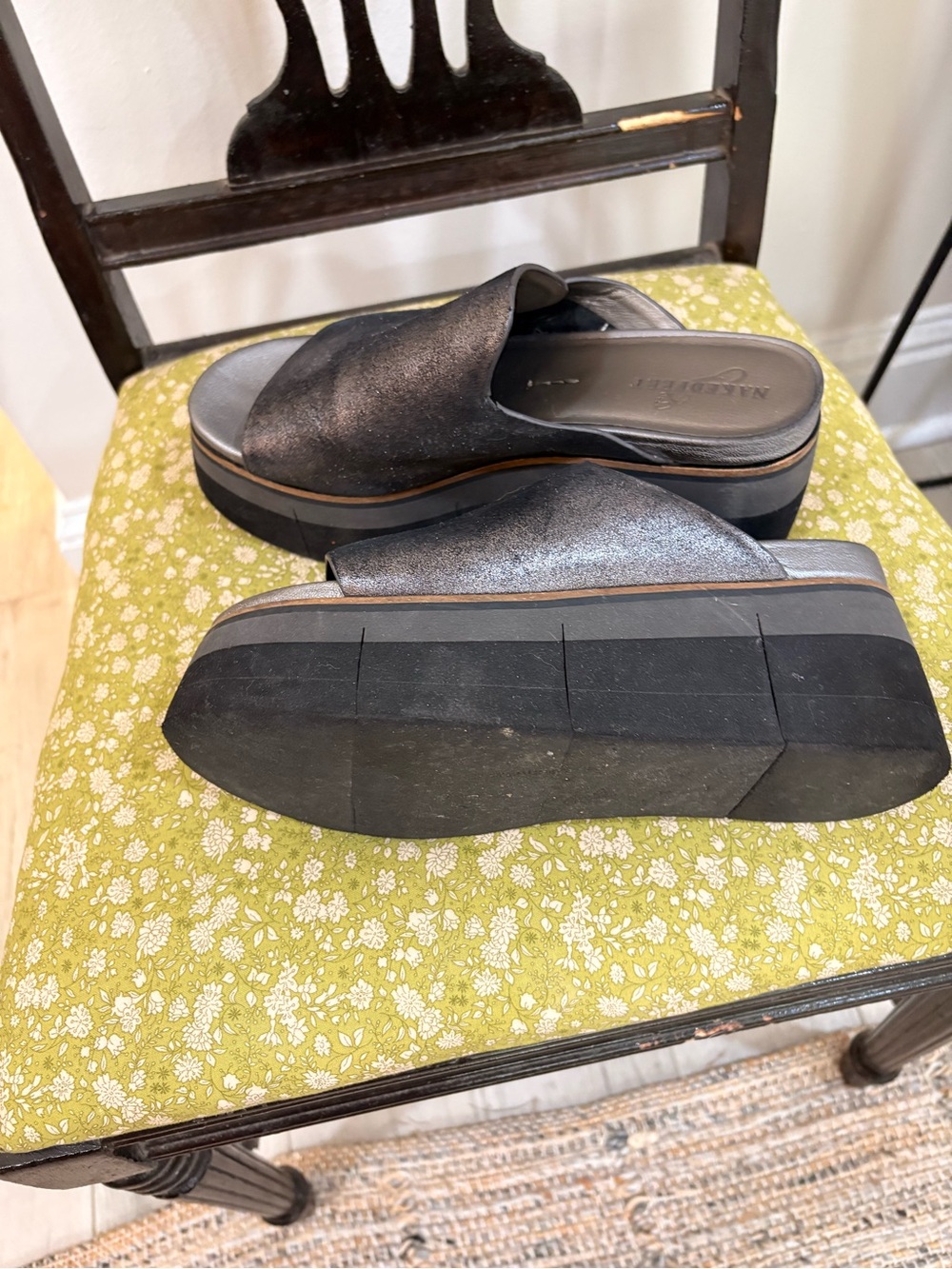 Naked Feet Metallic Charcoal Slide Mules - Picture 6 of 6